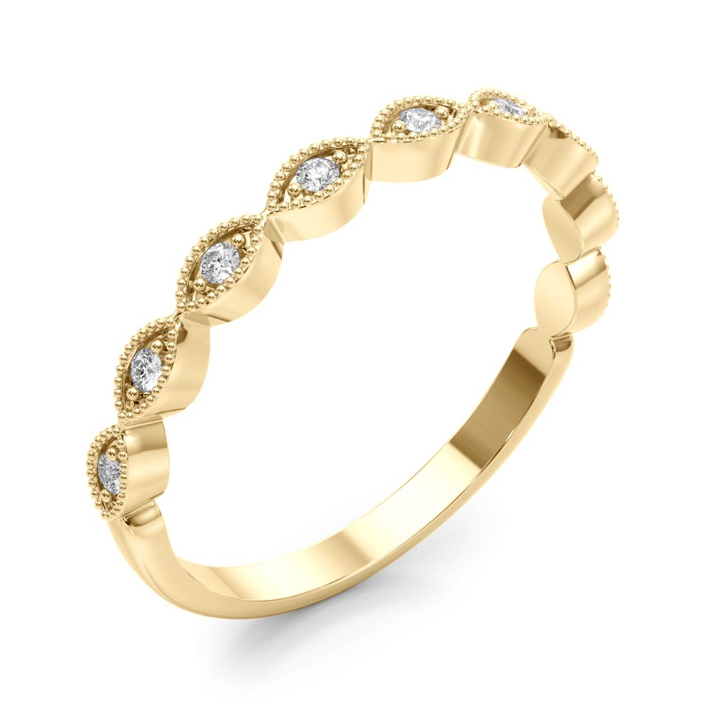  Ladies Marquise Shaped Stackable Band 1/10 Carat Total Weight   (Lab-Created) 0.06 C.T.W 10K yellow, white or rose gold - view 6