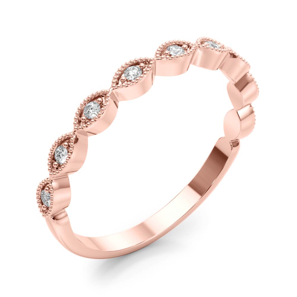  Ladies Marquise Shaped Stackable Band 1/10 Carat Total Weight   (Lab-Created) 0.06 C.T.W 10K yellow, white or rose gold - view 11