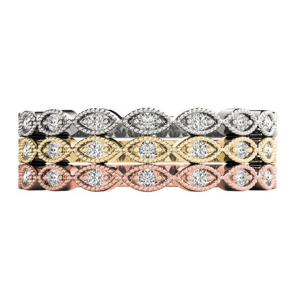  Ladies Marquise Shaped Stackable Band 1/10 Carat Total Weight   (Lab-Created) 0.06 C.T.W 10K yellow, white or rose gold - view 9