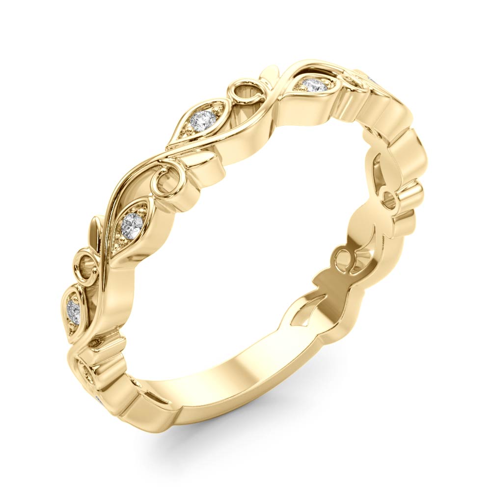  Ladies Nature Inspired Floral Stackable Fashion Band 0.04 Carat Total Weight  0.04 C.T.W 10K yellow, white or rose gold - view 5