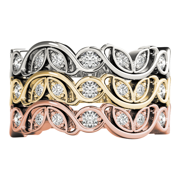  Ladies Nature Inspired Floral Stackable Wedding Bands 1/5 Carat Total Weight   (Lab-Created) 0.23 C.T.W 10K yellow, white or rose gold - view 7