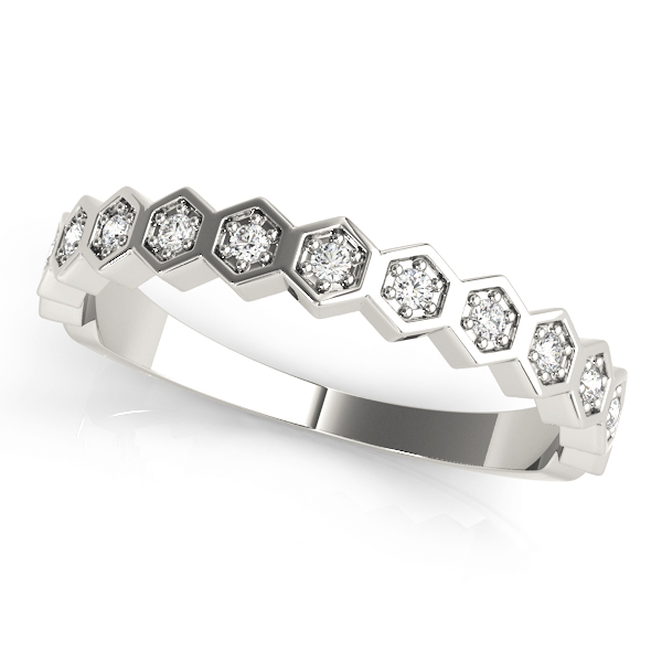  Ladies Hexagon Shaped Stackable Wedding Bands 1/10 Carat Total Weight   (Lab-Created) 0.09 C.T.W 10K yellow, white or rose gold - view 2