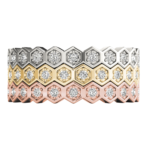  Ladies Hexagon Shaped Stackable Wedding Bands 1/10 Carat Total Weight   (Lab-Created) 0.09 C.T.W 10K yellow, white or rose gold - view 7
