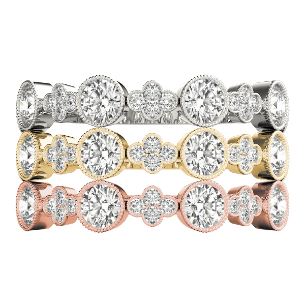  Ladies Round & Clover Milgrain Band 1/3 Carat Total Weight   (Lab-Created) 0.30 C.T.W 10K yellow, white or rose gold - view 7