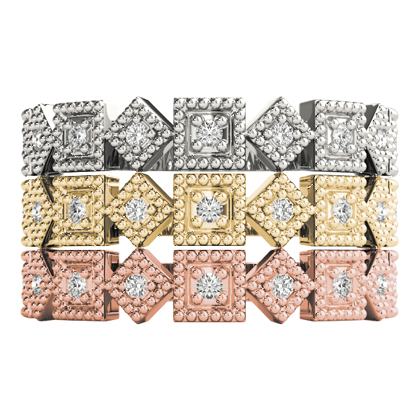  Ladies Vintage-Inspired Milgrain Band 1/10 Carat Total Weight   (Lab-Created) 0.06 C.T.W 10K yellow, white or rose gold - view 7