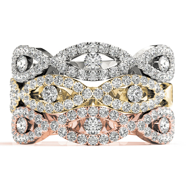  Ladies Double Row Infinity Prong Set Wedding Bands 1/3 Carat Total Weight   (Lab-Created) 0.33 C.T.W 10K yellow, white or rose gold - view 7