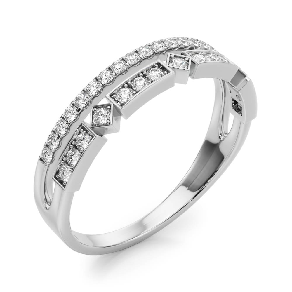  Ladies Double Row Fashion Band .15 Carat Total Weight   (Lab-Created) 0.18 C.T.W 10K yellow, white or rose gold - view 2