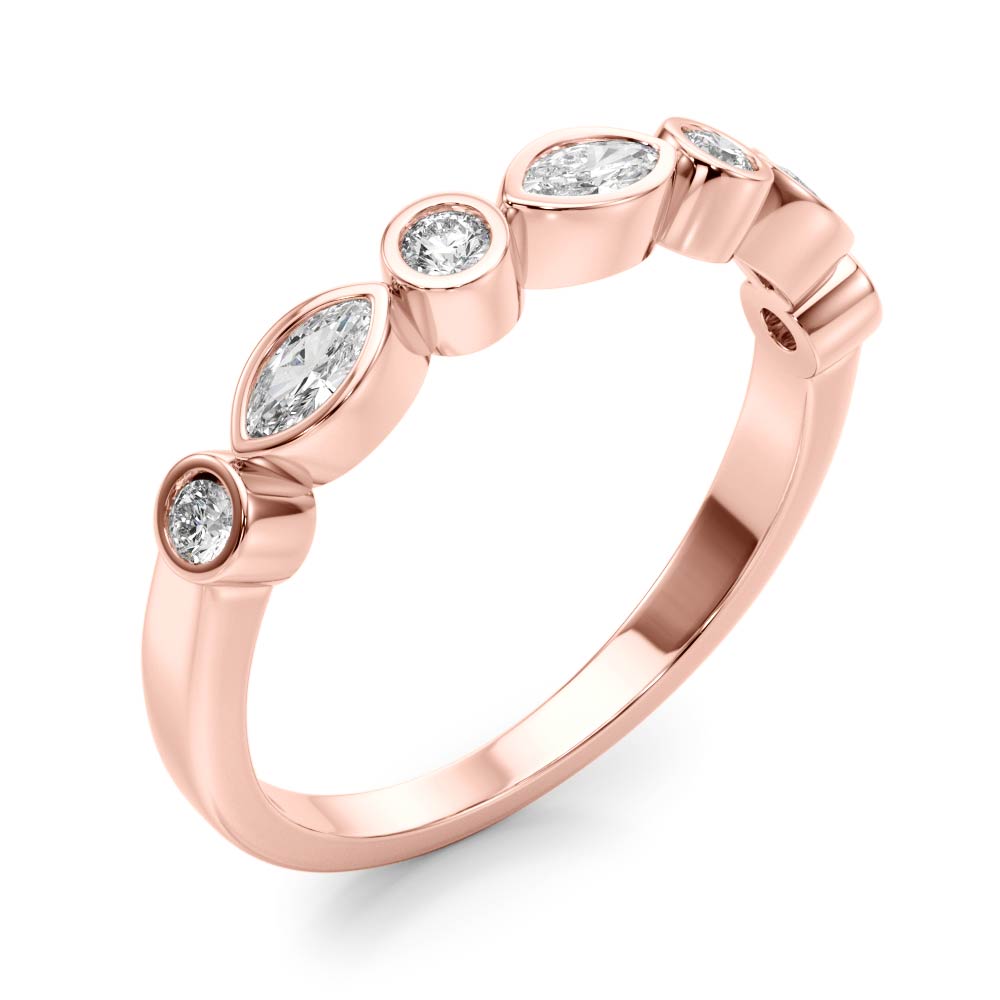  Ladies Alternating Round & Marquise Bezel Set Band 1/3 Carat Total Weight   (Lab-Created) 0.33 C.T.W 10K yellow, white or rose gold - view 11