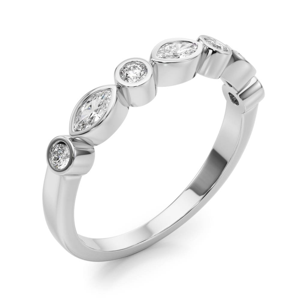  Ladies Alternating Round & Marquise Bezel Set Band 1/3 Carat Total Weight   (Lab-Created) 0.33 C.T.W 10K yellow, white or rose gold - view 2