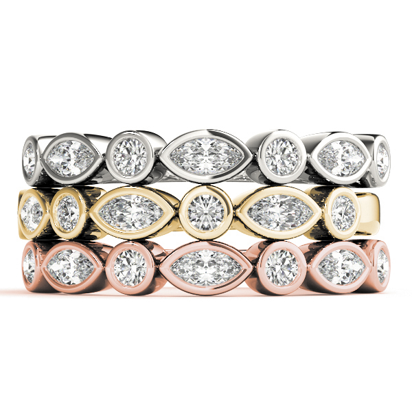  Ladies Alternating Round & Marquise Bezel Set Band 1/3 Carat Total Weight   (Lab-Created) 0.33 C.T.W 10K yellow, white or rose gold - view 9