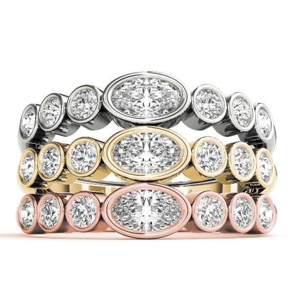  Ladies Bezel Set Stackable Oval Center Wedding Band 1/4 Carat Total Weight   (Lab-Created) 0.24 C.T.W 10K yellow, white or rose gold - view 7
