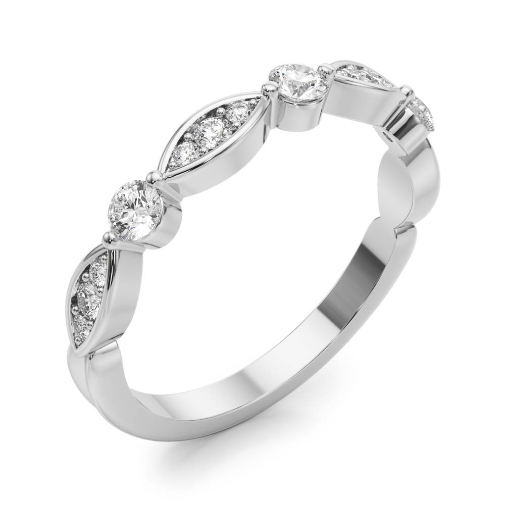  Ladies Round & Marquise Shaped Stackable Band 1/5 Carat Total Weight   (Lab-Created) 0.24 C.T.W 10K yellow, white or rose gold - view 2