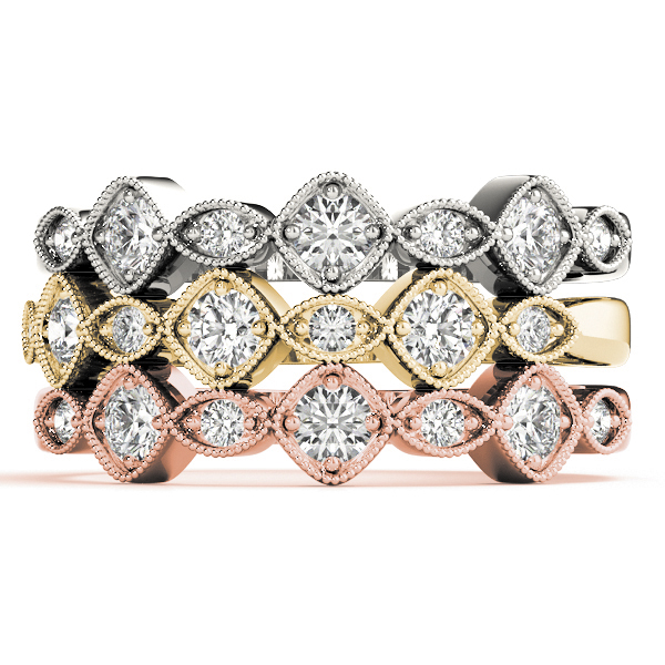  Ladies Vintage Milgrain Stackable Band 1/5 Carat Total Weight   (Lab-Created) 0.22 C.T.W 10K yellow, white or rose gold - view 7