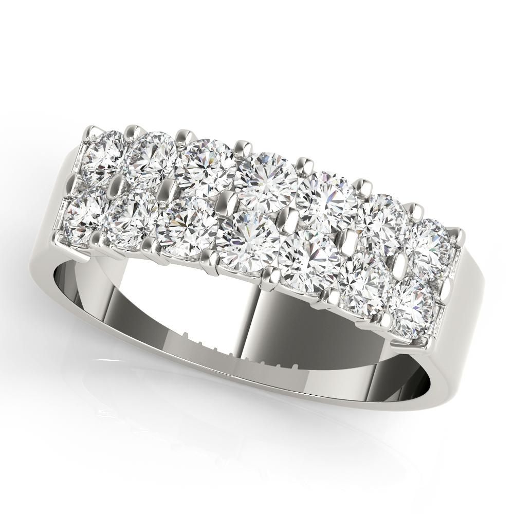 Two Row Diamond Pave Wedding Band | USA Jewels