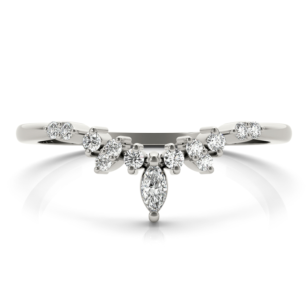  Ladies Chevron Marquise Band 1/10 Carat Total Weight   (Lab-Created) 0.12 C.T.W 10K yellow, white or rose gold - view 3
