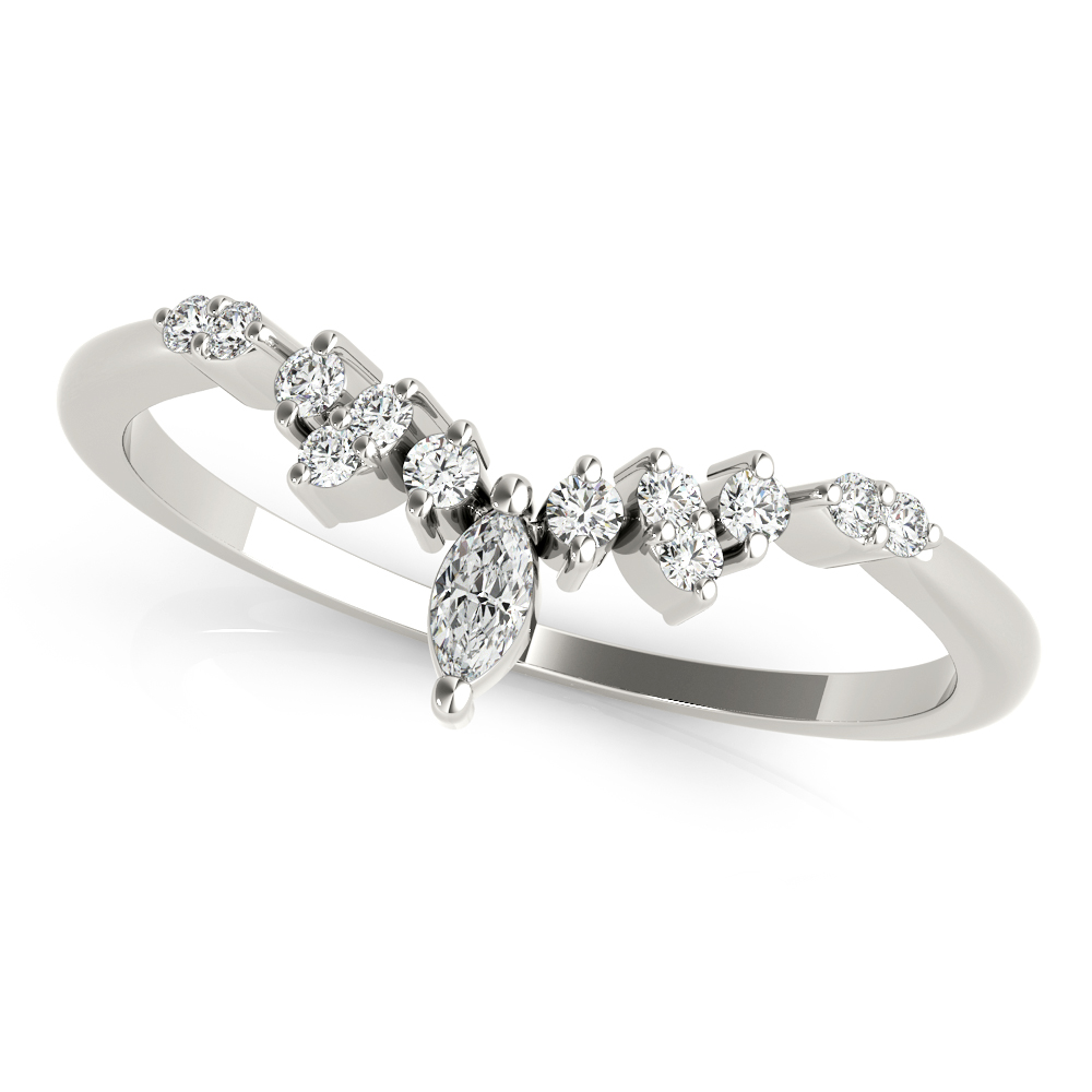  Ladies Chevron Marquise Band 1/10 Carat Total Weight   (Lab-Created) 0.12 C.T.W 10K yellow, white or rose gold - view 5