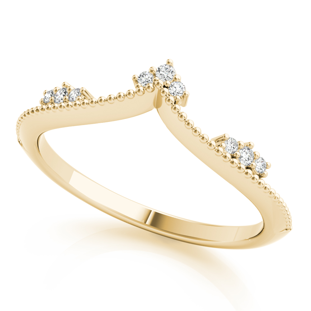  Ladies Chevron Milgrain Diamond Wedding Band 1/10 Carat Total Weight   (Lab-Created) 0.07 C.T.W 10K yellow, white or rose gold - view 6