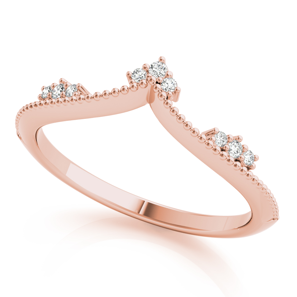  Ladies Chevron Milgrain Diamond Wedding Band 1/10 Carat Total Weight   (Lab-Created) 0.07 C.T.W 10K yellow, white or rose gold - view 11