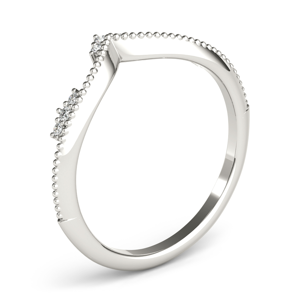  Ladies Chevron Milgrain Diamond Wedding Band 1/10 Carat Total Weight   (Lab-Created) 0.07 C.T.W 10K yellow, white or rose gold - view 2
