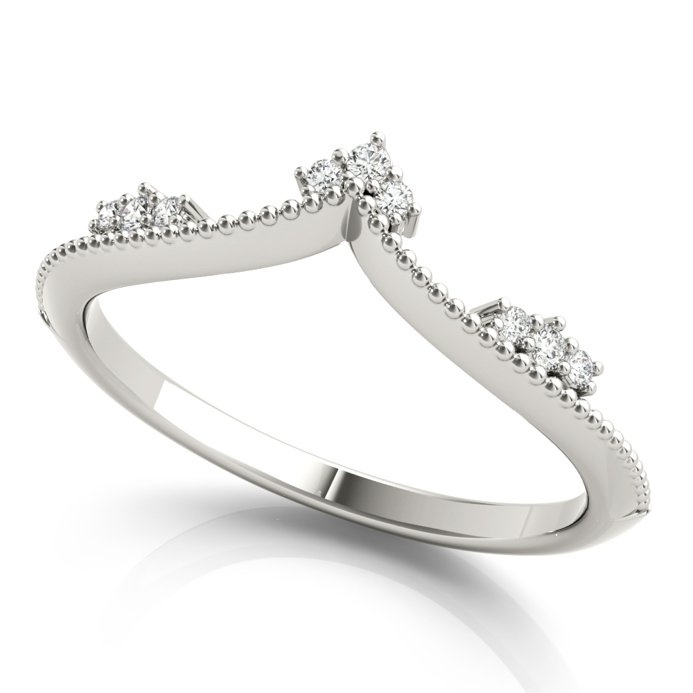 Chevron Milgrain Diamond Wedding Band | USA Jewels
