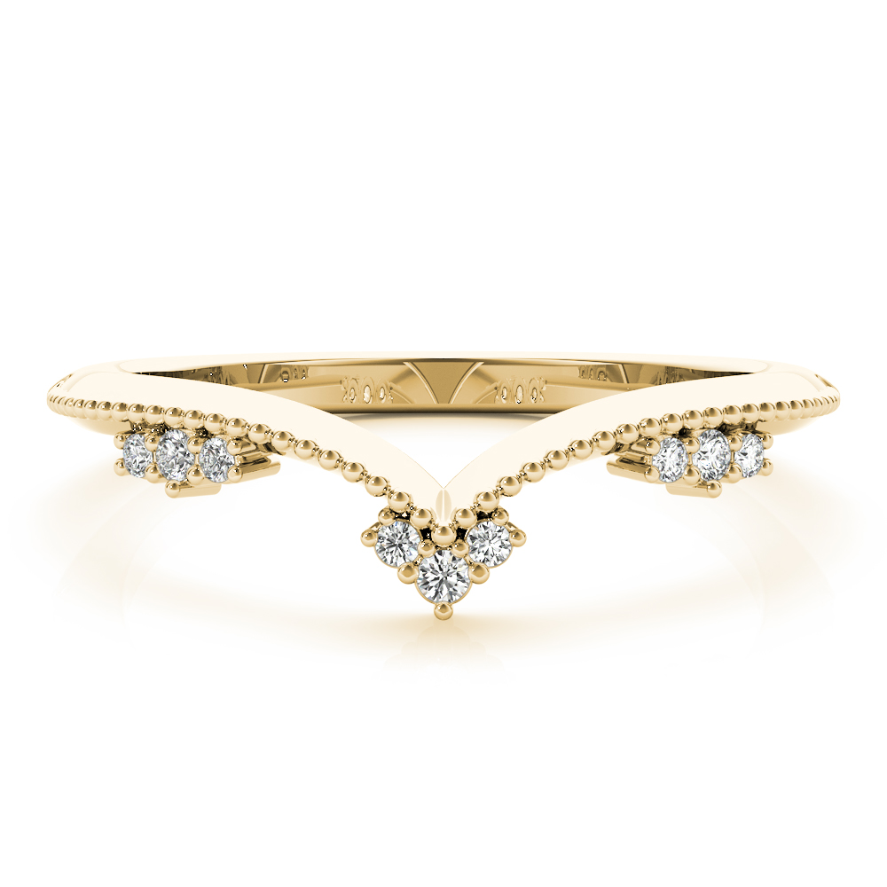  Ladies Chevron Milgrain Diamond Wedding Band 1/10 Carat Total Weight   (Lab-Created) 0.07 C.T.W 10K yellow, white or rose gold - view 8