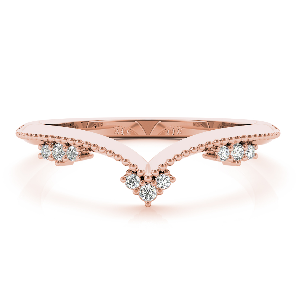  Ladies Chevron Milgrain Diamond Wedding Band 1/10 Carat Total Weight   (Lab-Created) 0.07 C.T.W 10K yellow, white or rose gold - view 13