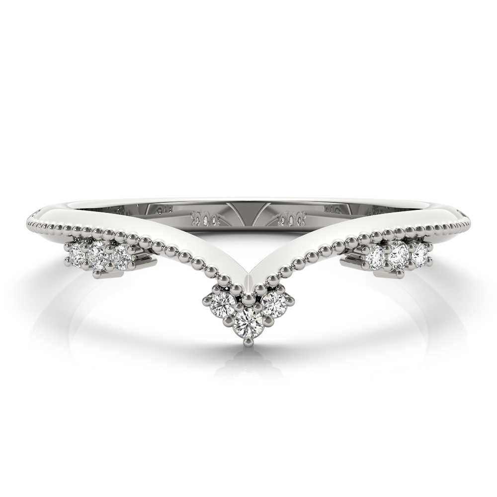  Ladies Chevron Milgrain Diamond Wedding Band 1/10 Carat Total Weight   (Lab-Created) 0.07 C.T.W 10K yellow, white or rose gold - view 3