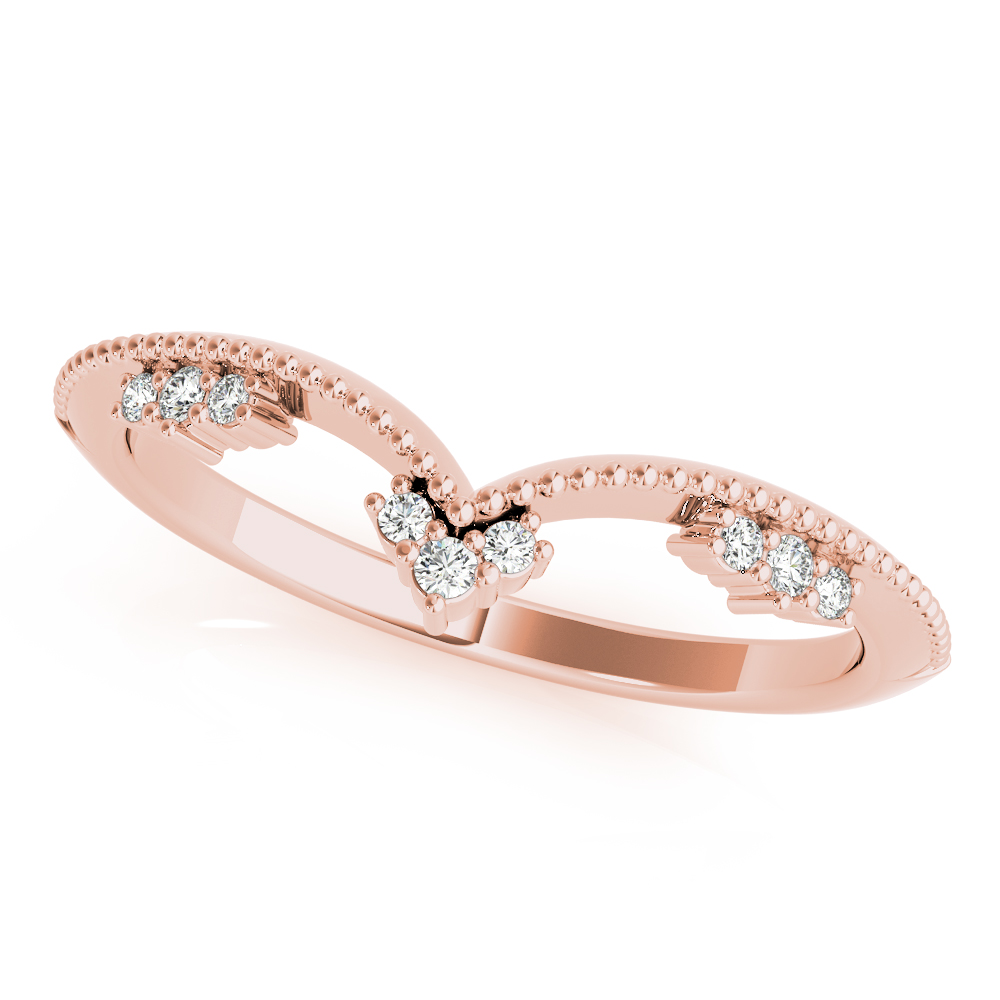  Ladies Chevron Milgrain Diamond Wedding Band 1/10 Carat Total Weight   (Lab-Created) 0.07 C.T.W 10K yellow, white or rose gold - view 15