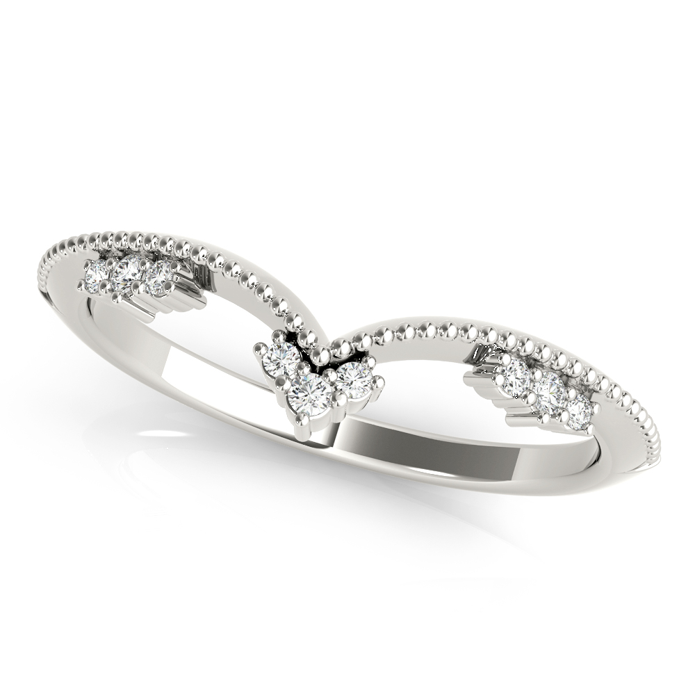  Ladies Chevron Milgrain Diamond Wedding Band 1/10 Carat Total Weight   (Lab-Created) 0.07 C.T.W 10K yellow, white or rose gold - view 5