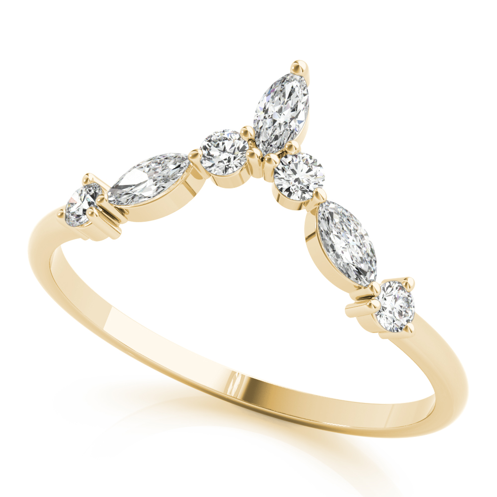  Ladies Alternating Round & Marquise Chevron Wedding Band 1/3 Carat Total Weight   (Lab-Created) 0.35 C.T.W 10K yellow, white or rose gold - view 6