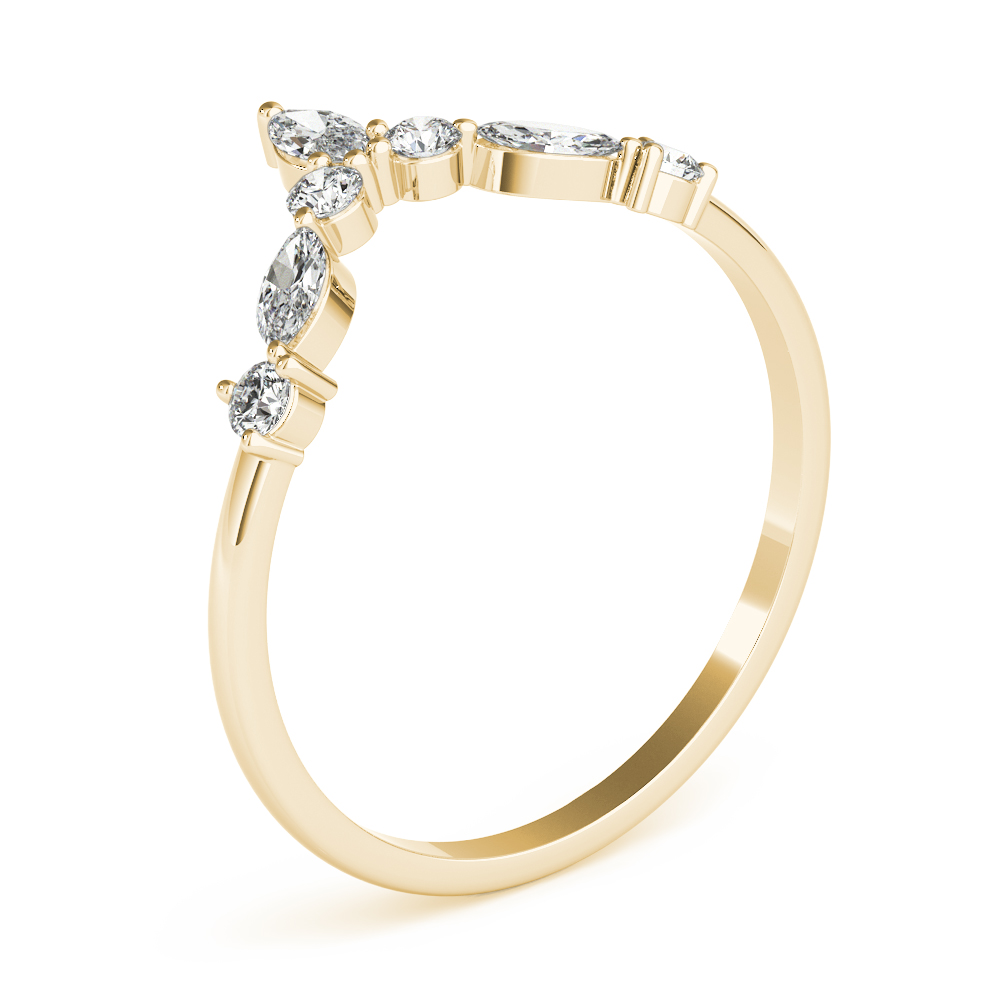  Ladies Alternating Round & Marquise Chevron Wedding Band 1/3 Carat Total Weight   (Lab-Created) 0.35 C.T.W 10K yellow, white or rose gold - view 7