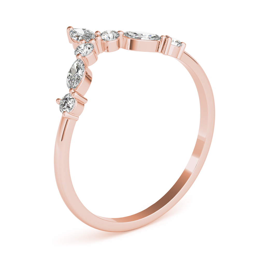  Ladies Alternating Round & Marquise Chevron Wedding Band 1/3 Carat Total Weight   (Lab-Created) 0.35 C.T.W 10K yellow, white or rose gold - view 12
