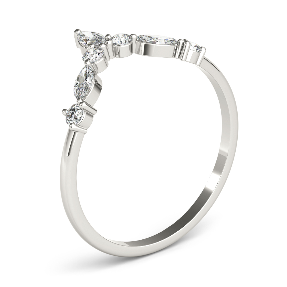  Ladies Alternating Round & Marquise Chevron Wedding Band 1/3 Carat Total Weight   (Lab-Created) 0.35 C.T.W 10K yellow, white or rose gold - view 2