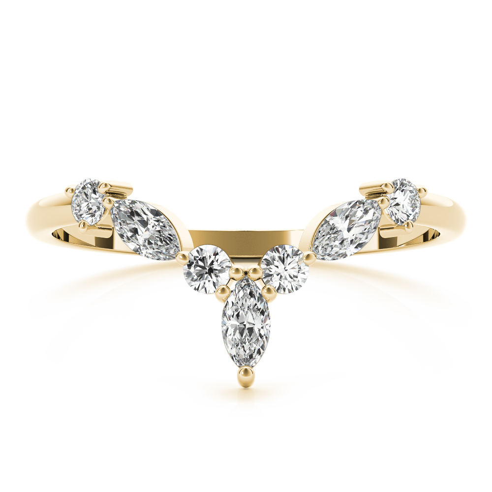  Ladies Alternating Round & Marquise Chevron Wedding Band 1/3 Carat Total Weight   (Lab-Created) 0.35 C.T.W 10K yellow, white or rose gold - view 8