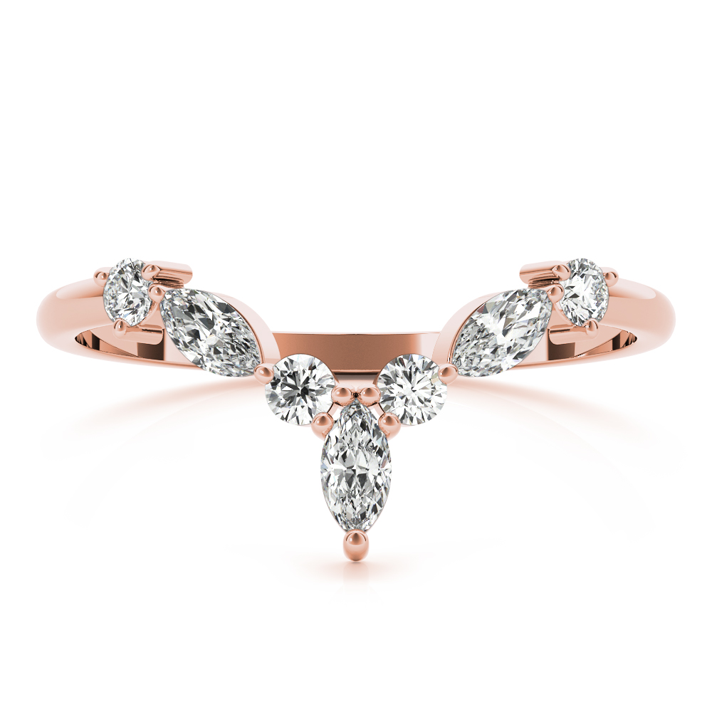  Ladies Alternating Round & Marquise Chevron Wedding Band 1/3 Carat Total Weight   (Lab-Created) 0.35 C.T.W 10K yellow, white or rose gold - view 13