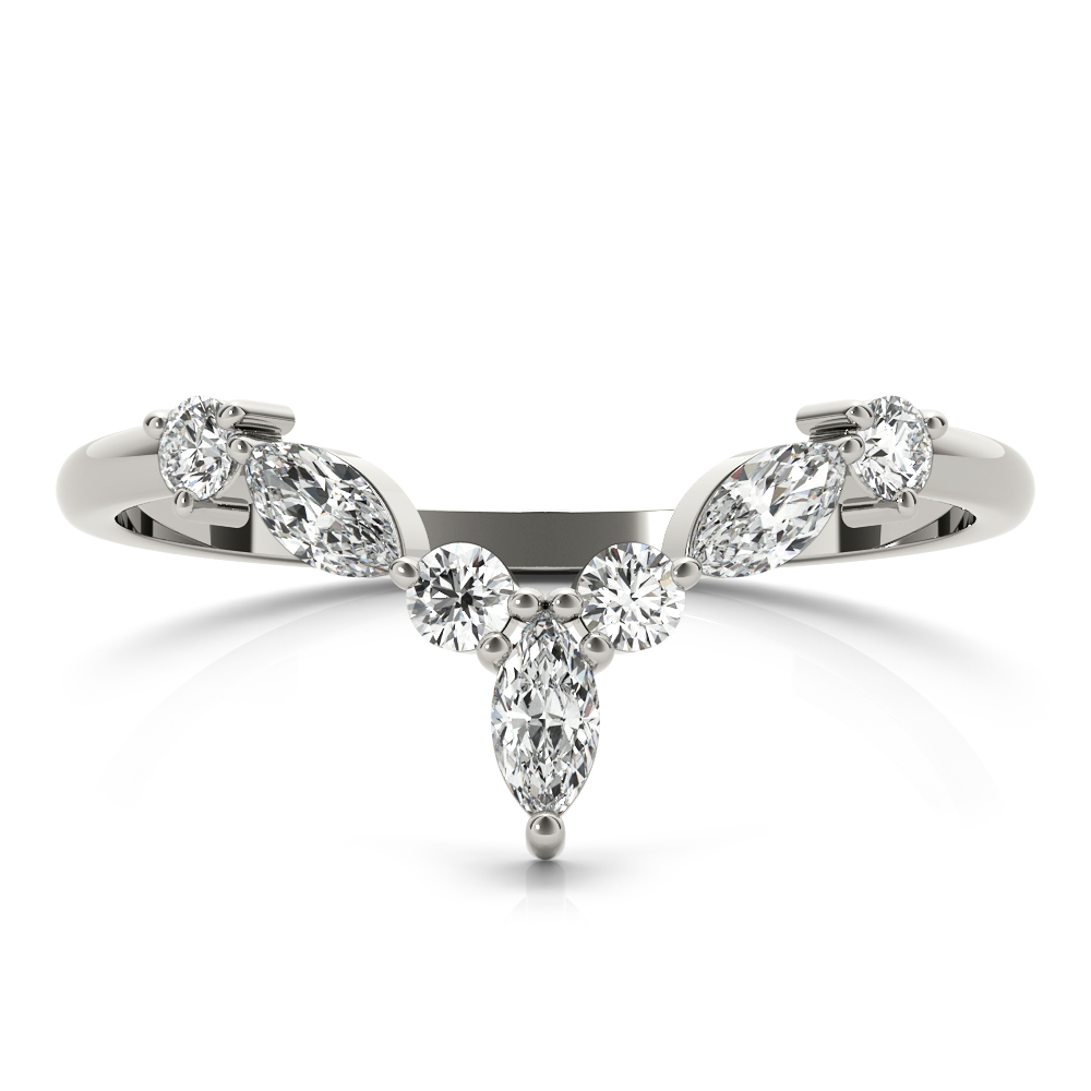  Ladies Alternating Round & Marquise Chevron Wedding Band 1/3 Carat Total Weight   (Lab-Created) 0.35 C.T.W 10K yellow, white or rose gold - view 3