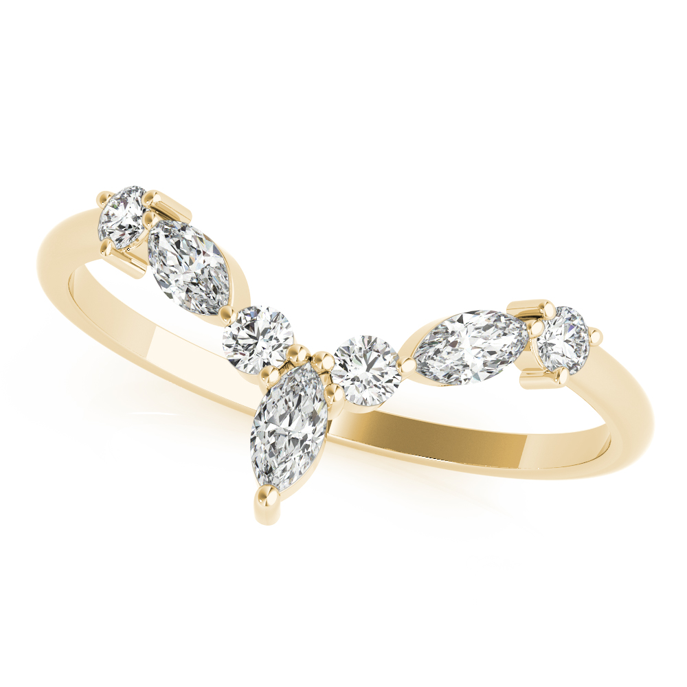  Ladies Alternating Round & Marquise Chevron Wedding Band 1/3 Carat Total Weight   (Lab-Created) 0.35 C.T.W 10K yellow, white or rose gold - view 10