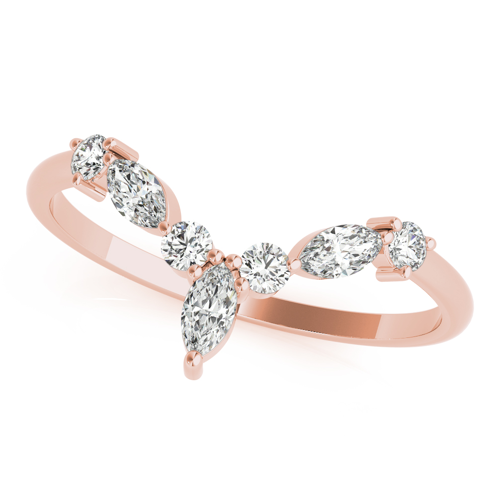  Ladies Alternating Round & Marquise Chevron Wedding Band 1/3 Carat Total Weight   (Lab-Created) 0.35 C.T.W 10K yellow, white or rose gold - view 15