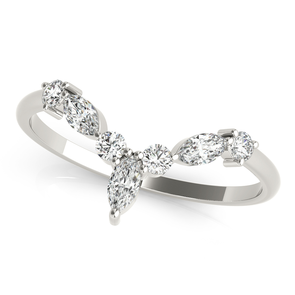  Ladies Alternating Round & Marquise Chevron Wedding Band 1/3 Carat Total Weight   (Lab-Created) 0.35 C.T.W 10K yellow, white or rose gold - view 5