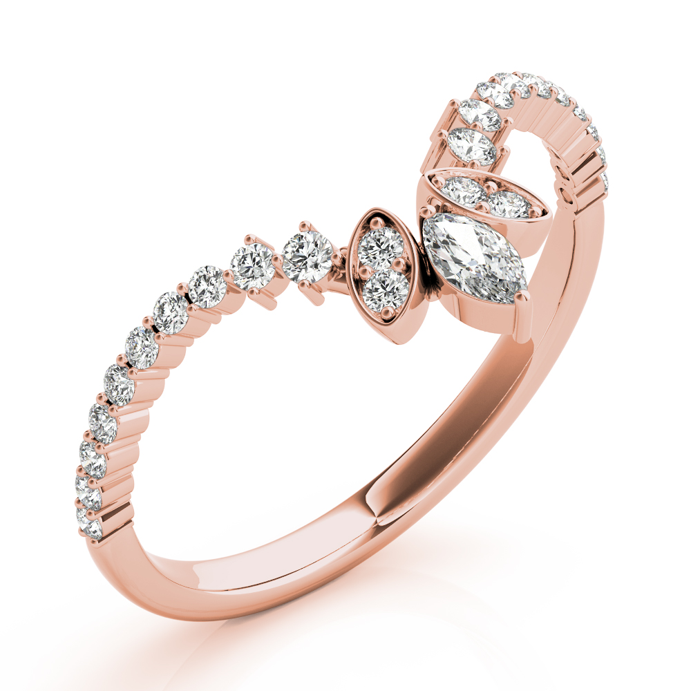  Ladies Marquise Chevron Wedding Band 1/10 Carat Total Weight   (Lab-Created) 0.13 C.T.W 10K yellow, white or rose gold - view 10