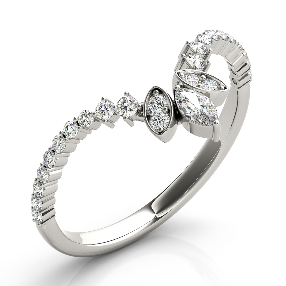  Ladies Marquise Chevron Wedding Band 1/10 Carat Total Weight   (Lab-Created) 0.13 C.T.W 10K yellow, white or rose gold - view 2