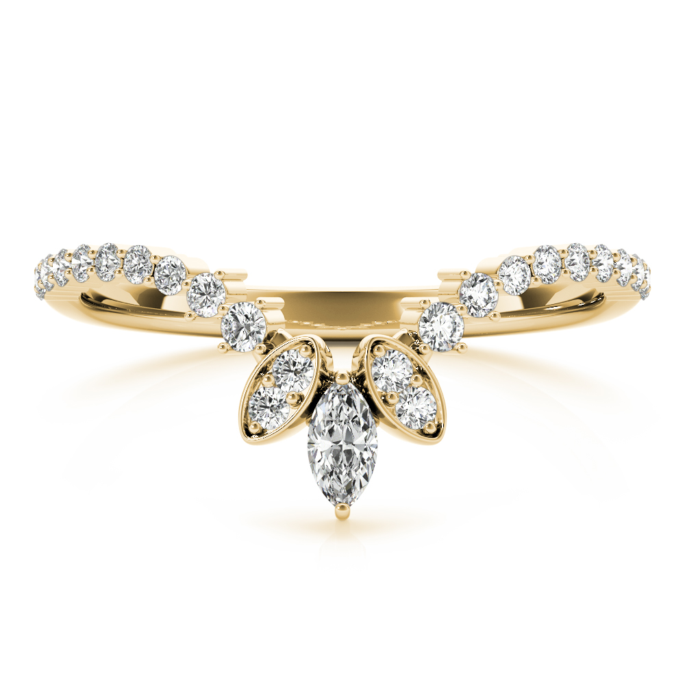  Ladies Marquise Chevron Wedding Band 1/10 Carat Total Weight   (Lab-Created) 0.13 C.T.W 10K yellow, white or rose gold - view 7