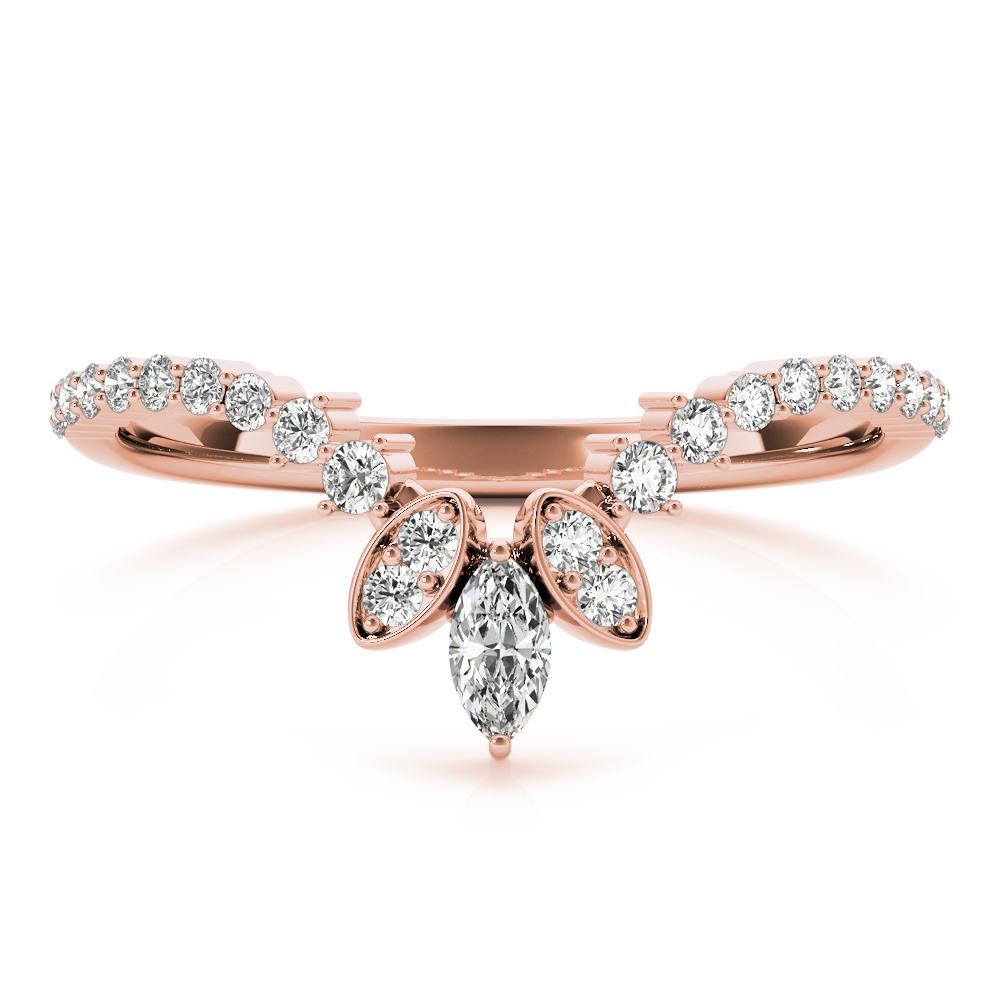  Ladies Marquise Chevron Wedding Band 1/10 Carat Total Weight   (Lab-Created) 0.13 C.T.W 10K yellow, white or rose gold - view 11