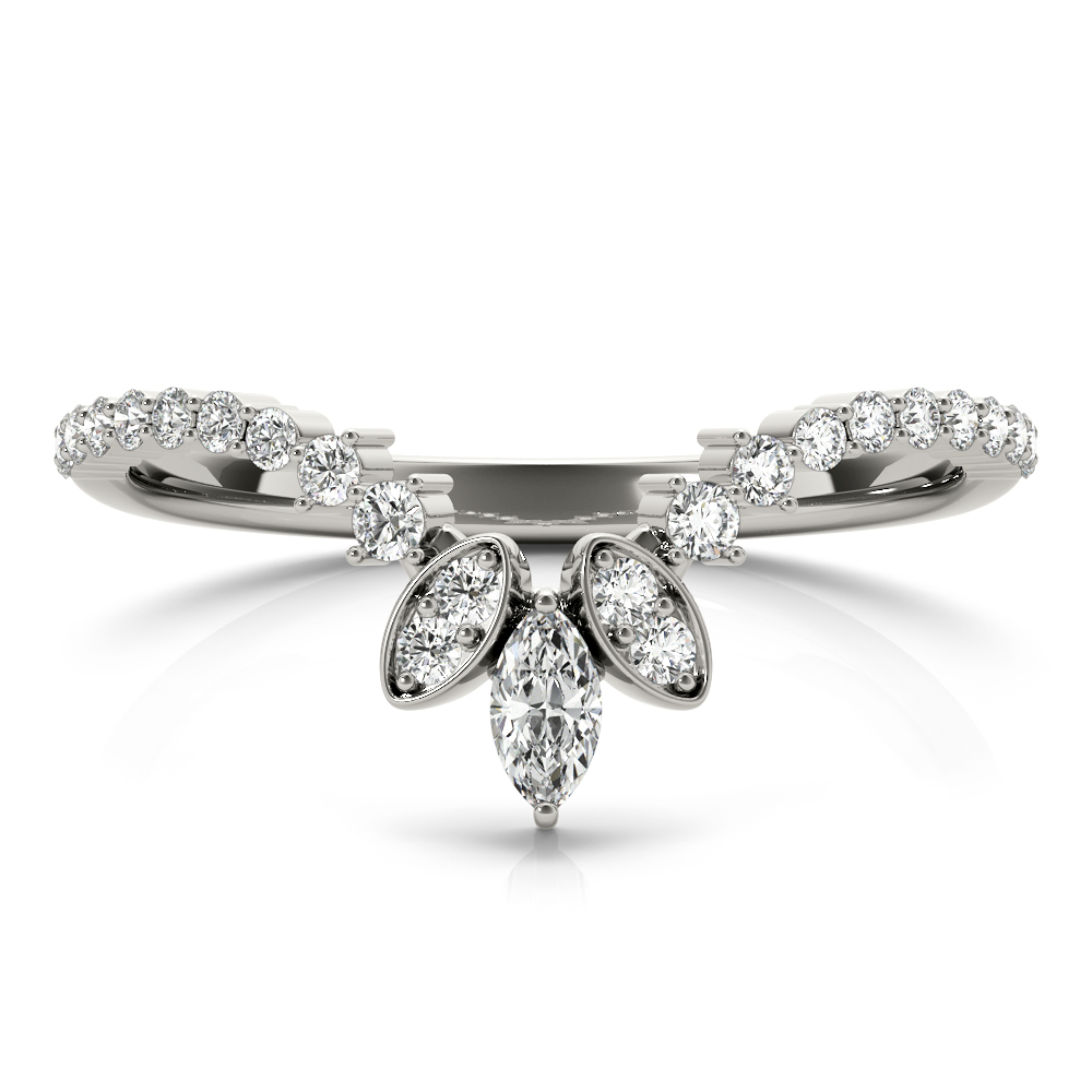  Ladies Marquise Chevron Wedding Band 1/10 Carat Total Weight   (Lab-Created) 0.13 C.T.W 10K yellow, white or rose gold - view 3