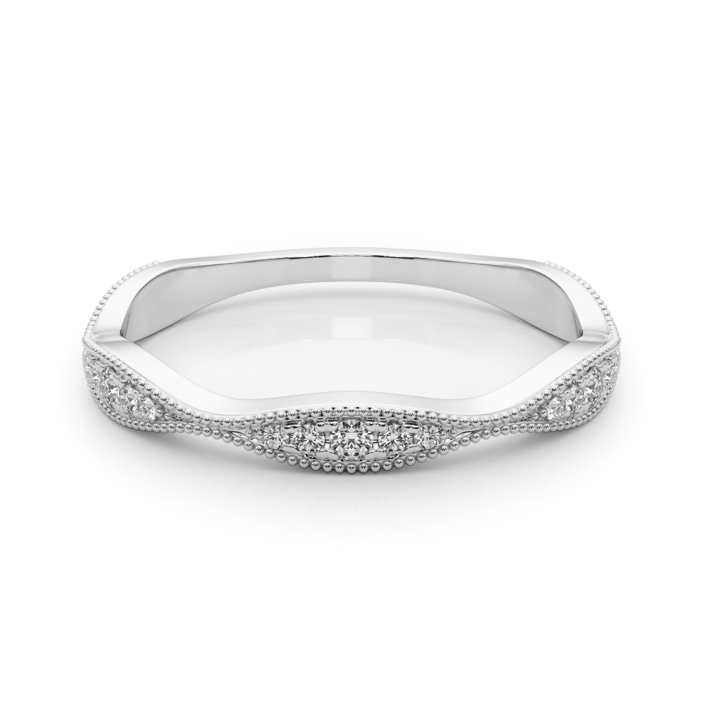  Ladies Vintage Inspired Milgrain Wedding Band .15 Carat Total Weight   (Lab-Created) 0.16 C.T.W 10K yellow, white or rose gold - view 3