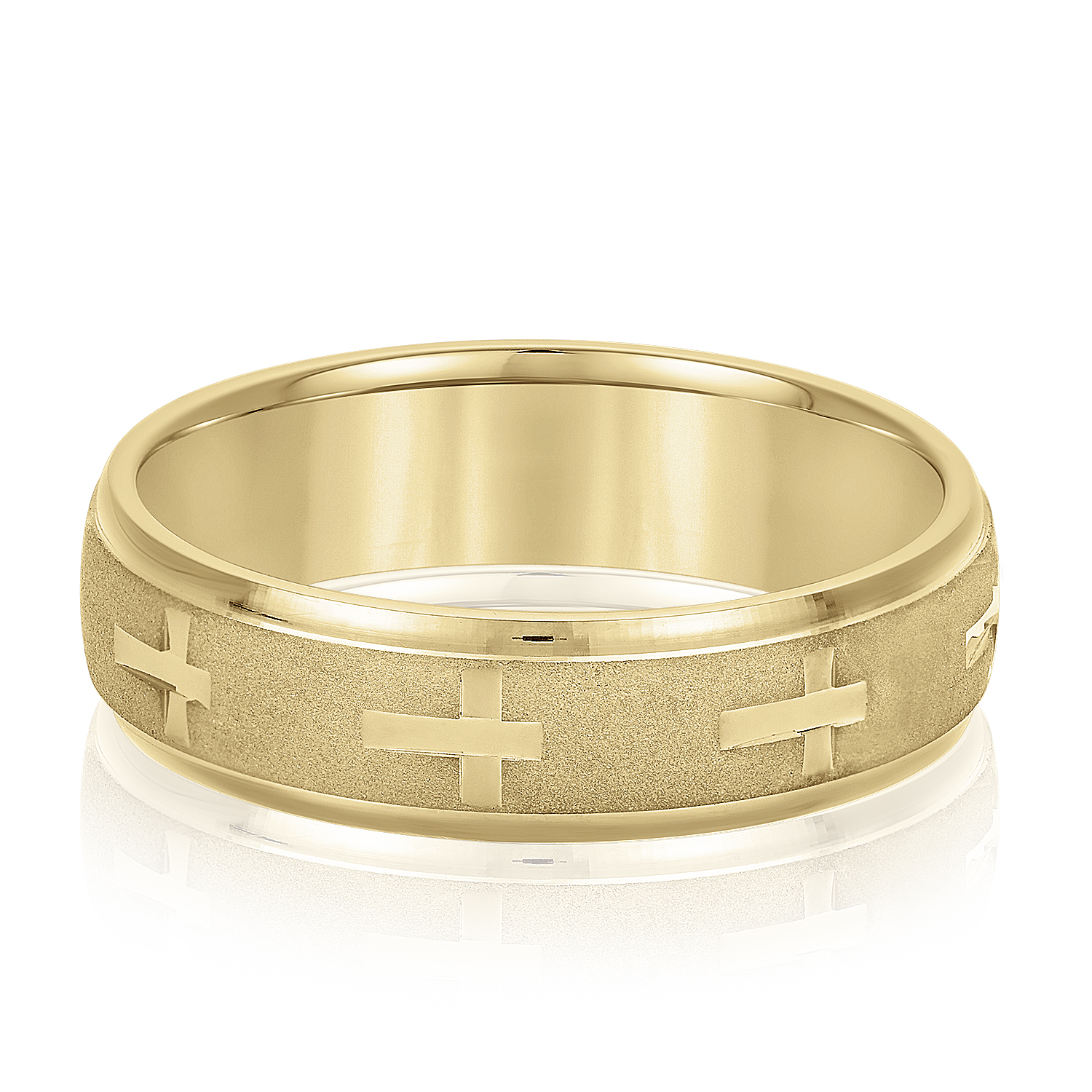  Mens Cross Band Light 5MM Unknown Friendly Weight 10K yellow, white or rose gold - view 3