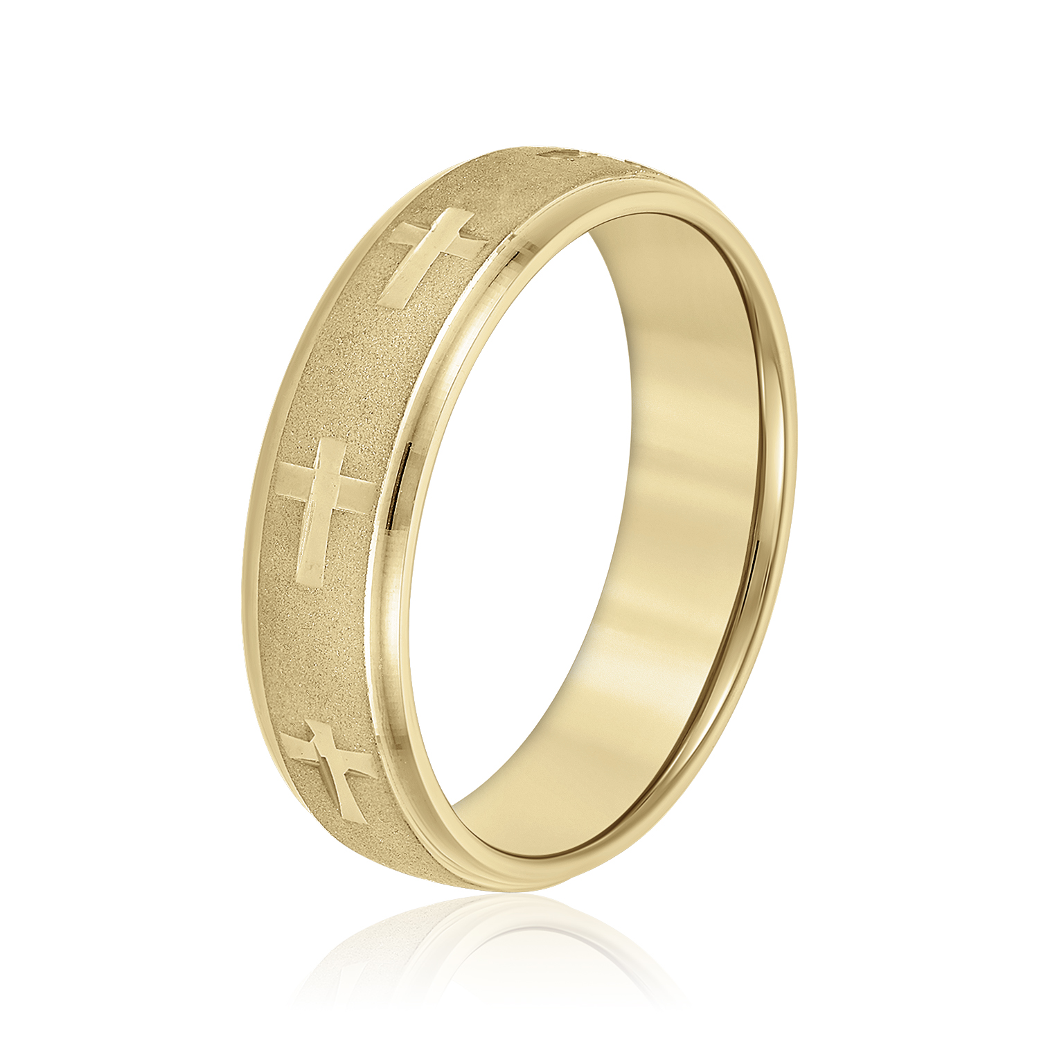  Mens Cross Band Light 5MM Unknown Friendly Weight 10K yellow, white or rose gold - view 4