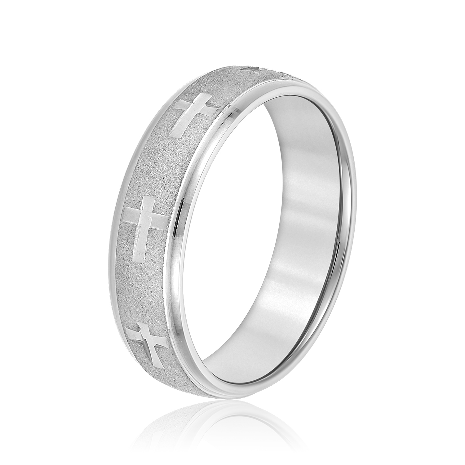  Mens Cross Band Light 5MM Unknown Friendly Weight 10K yellow, white or rose gold - view 2