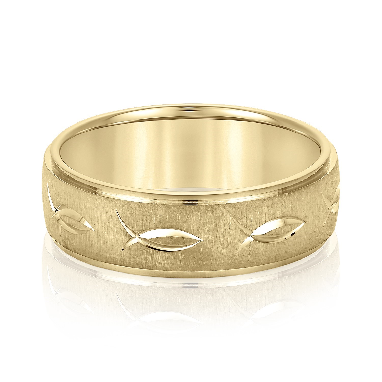  Mens Jesus Fish Wedding Band Light 5MM Unknown Friendly Weight 10K yellow, white or rose gold - view 3