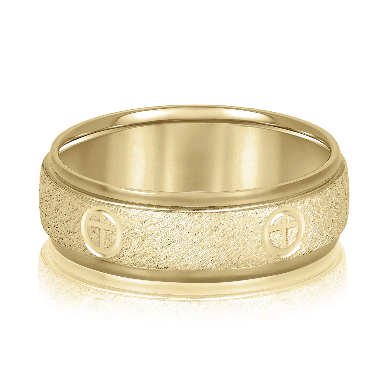  Mens Diamond Cross Band Light 5MM Unknown Friendly Weight 10K yellow, white or rose gold - view 3
